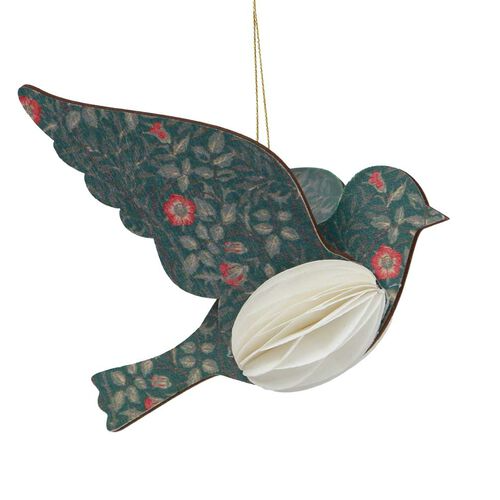 French Country Vintage Pattern Hanging Bird - Green