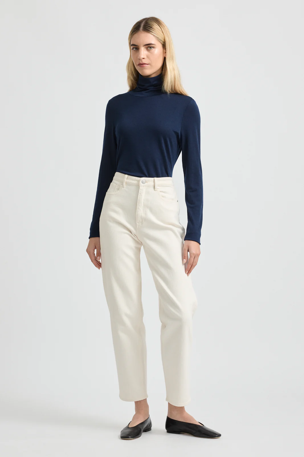 Toorallie Turtle Neck Merino Tee - Navy