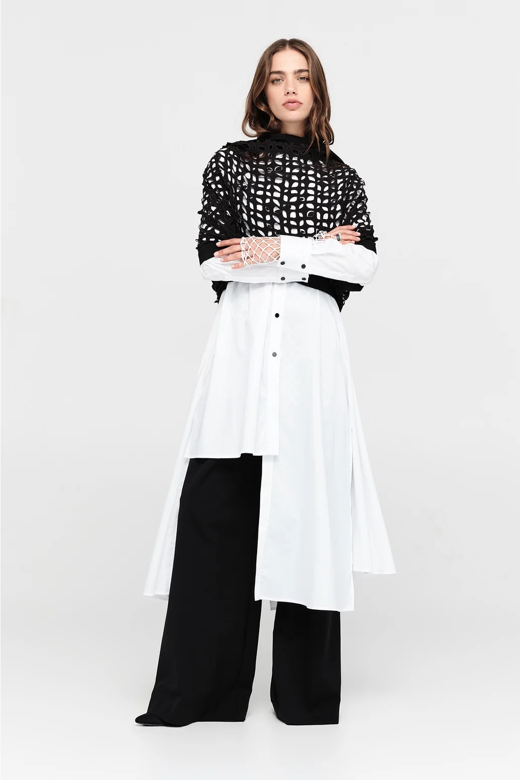 Taylor Columned Shirt - White Poplin
