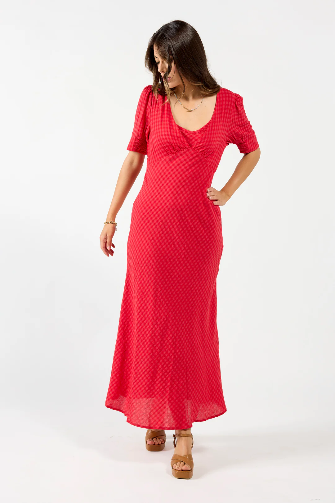 Drama The Label Reflect Dress - Red Checker