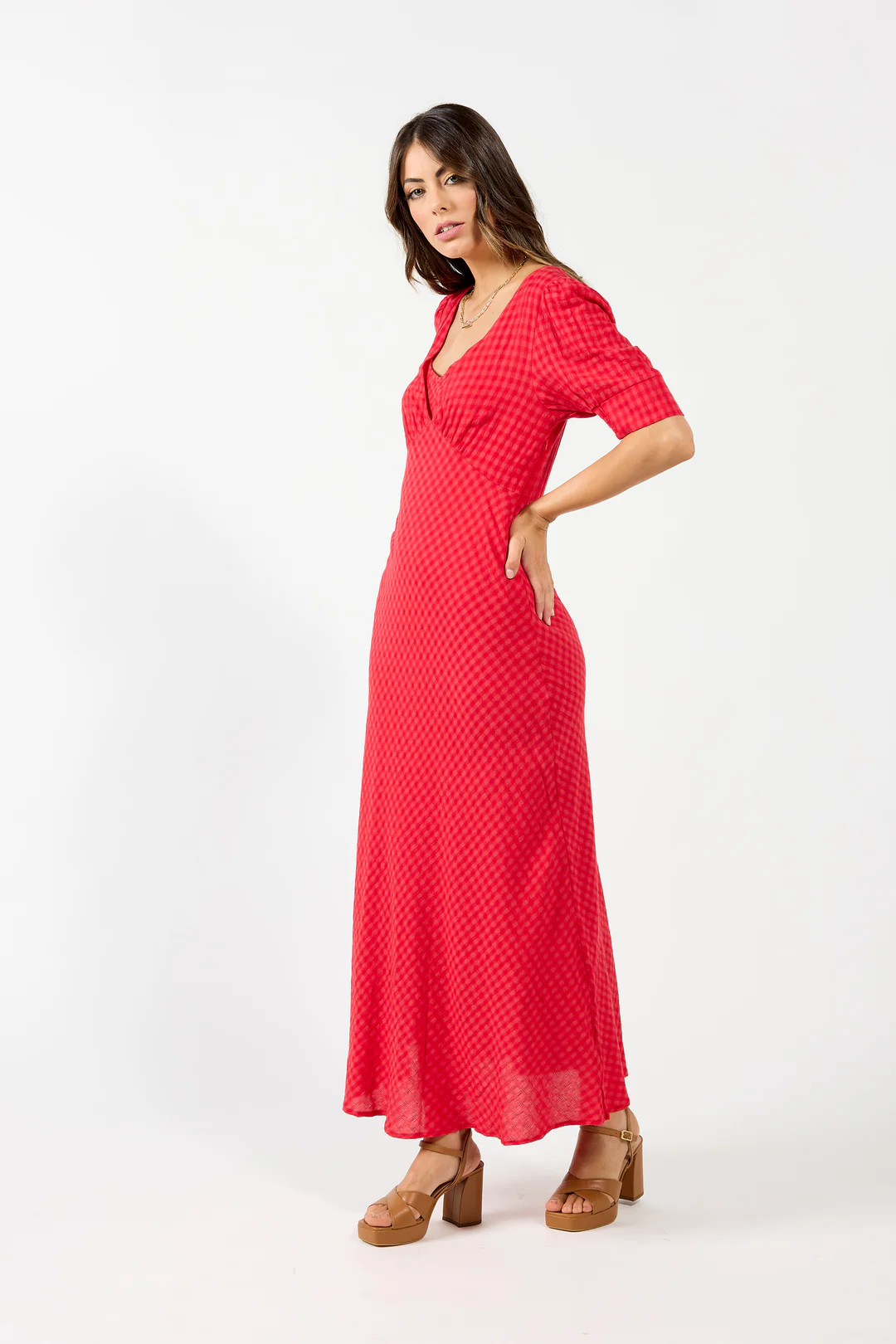 Drama The Label Reflect Dress - Red Checker