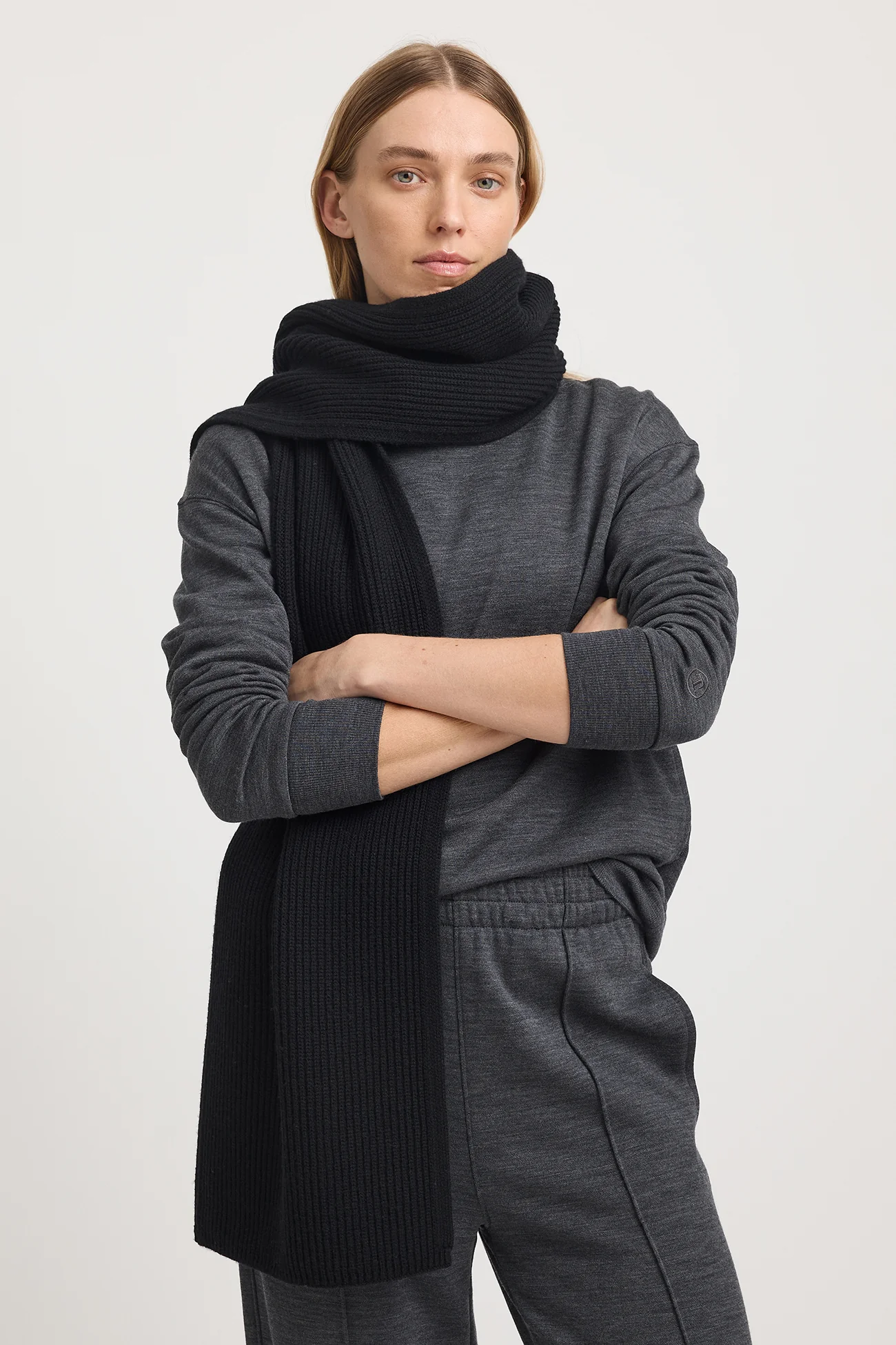Toorallie Rib Knit Scarf - Black