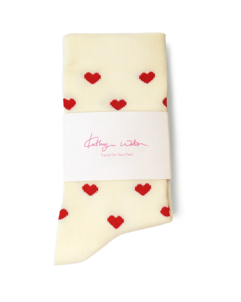 Kathryn Wilson Heart Socks - Cream/Red Hearts