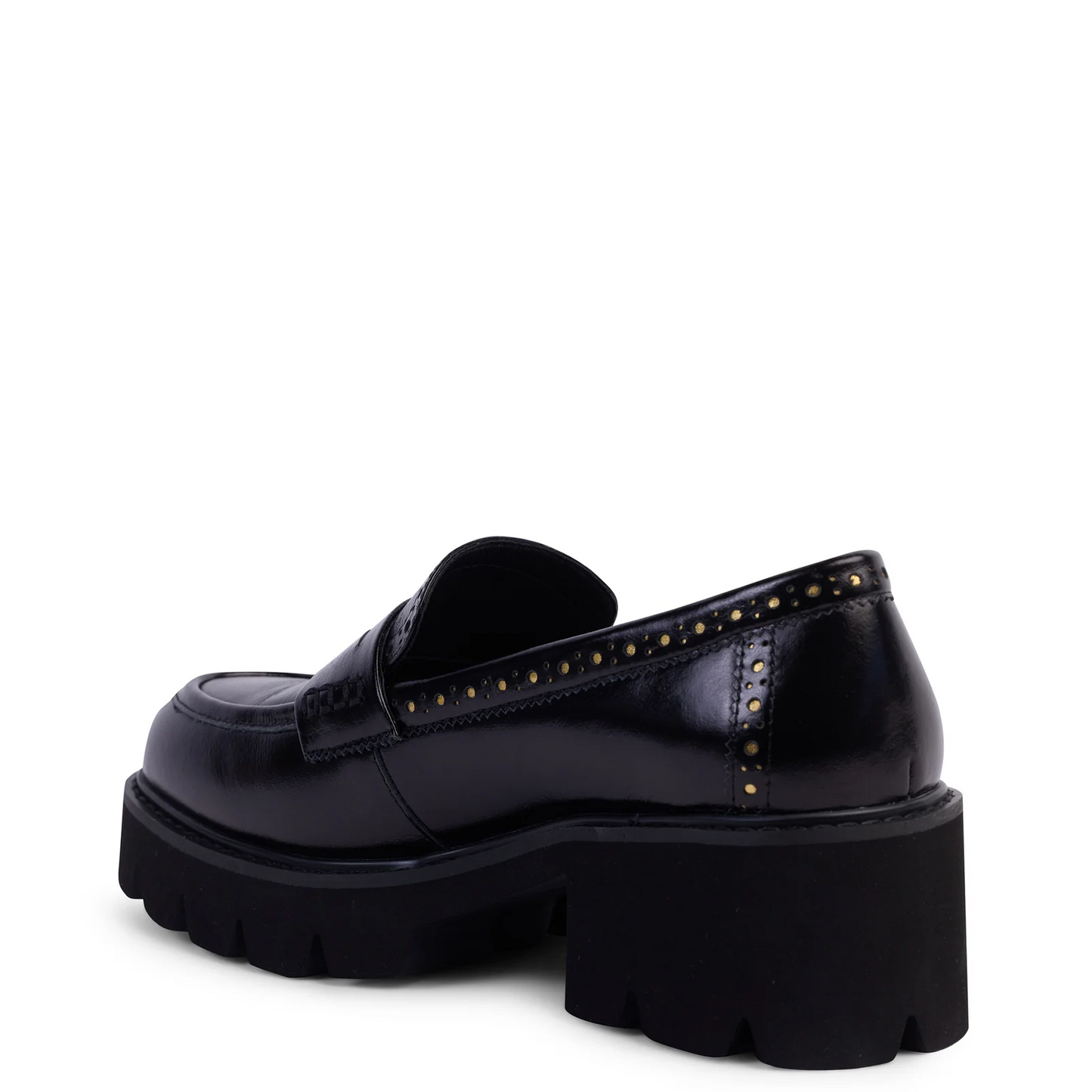 Kathryn Wilson Fitzroy Loafer - Black Hi Shine / Gold Trim