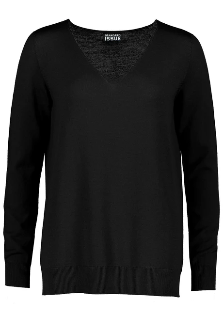 Standard Issue Merino V Neck Slouchy - Black