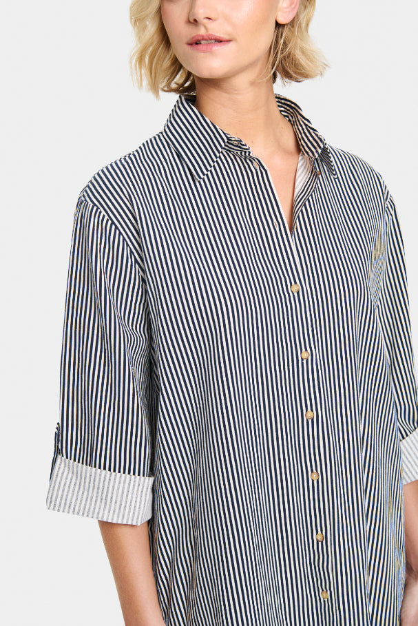 Saint Tropez Zalinda SZ Stripe Shirt Dress - Ice Nightsky Stripe