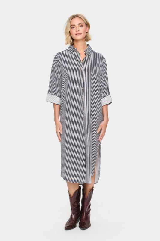 Saint Tropez Zalinda SZ Stripe Shirt Dress - Ice Nightsky Stripe