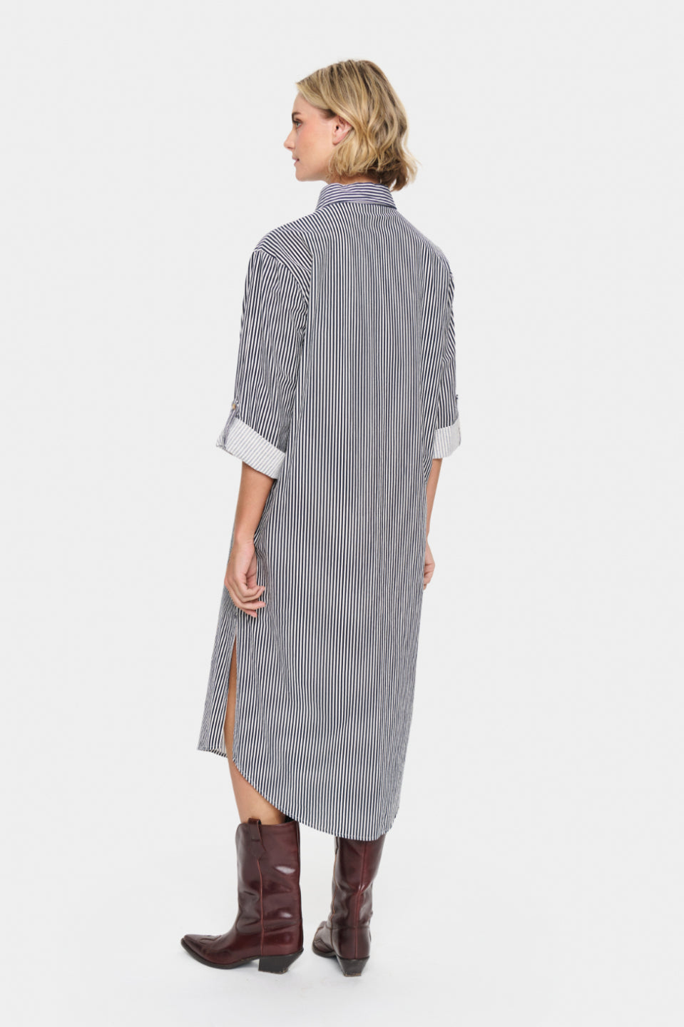 Saint Tropez Zalinda SZ Stripe Shirt Dress - Ice Nightsky Stripe