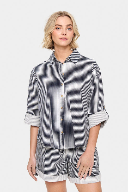 Saint Tropez Zalinda SZ Stripe Shirt - Icy Nightsky Stripe