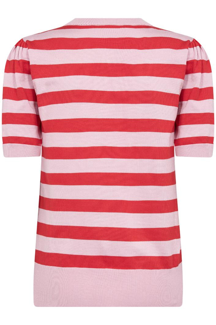 Saint Tropez Mila SZ SS Block Stripe Pullover - Pink Flame