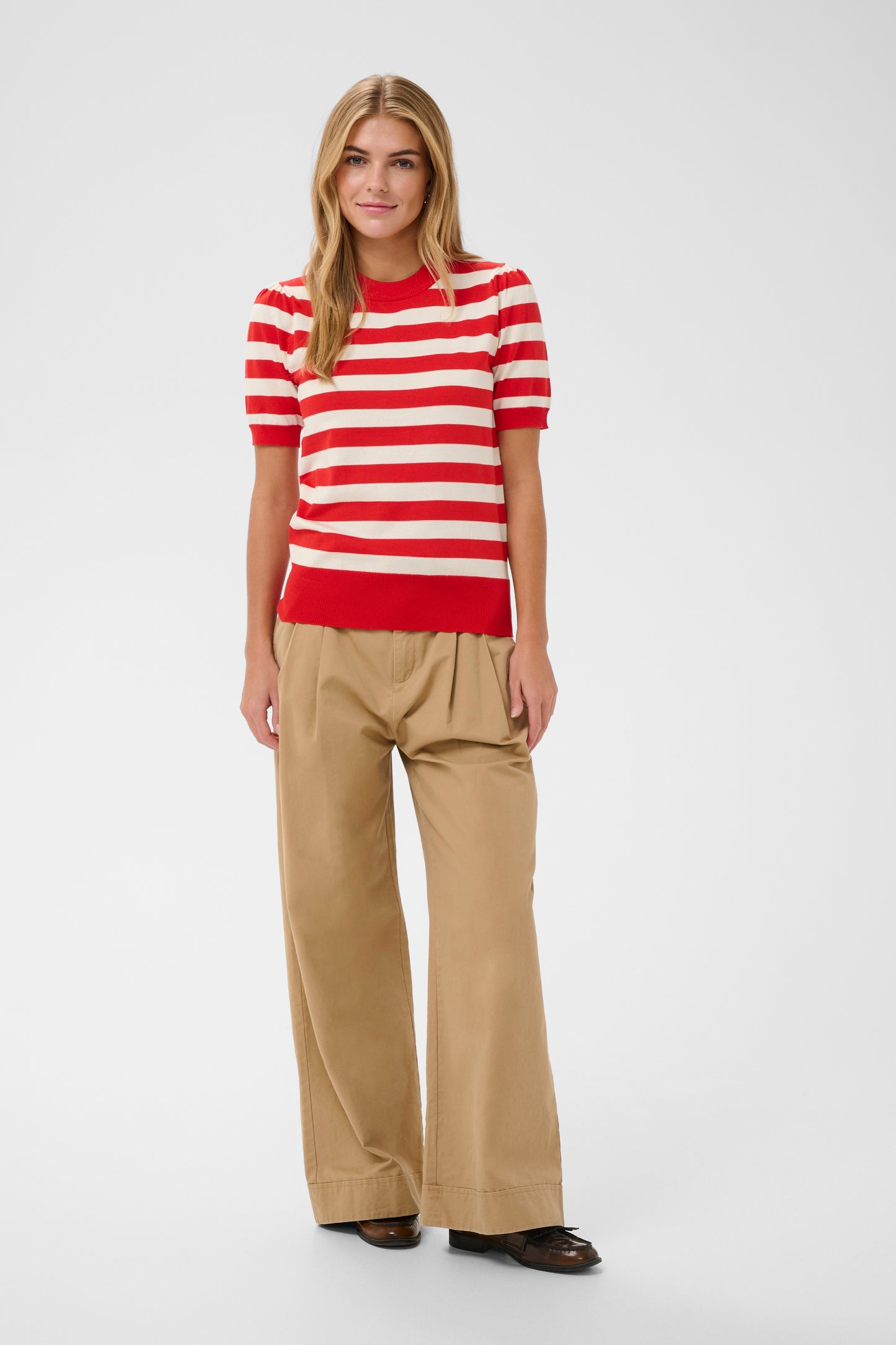 Saint Tropez Mila SS Striped Pullover - Valiant Seedpearl