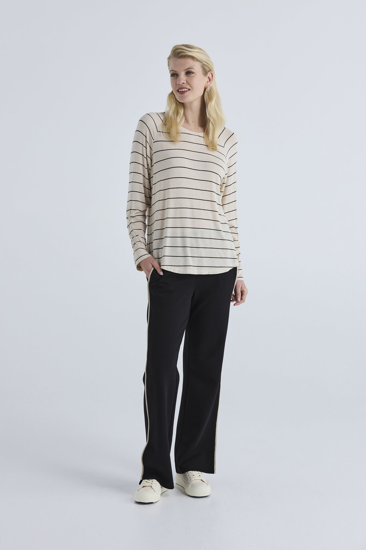 Lania the Label Astro Top - Almond/Black Stripe
