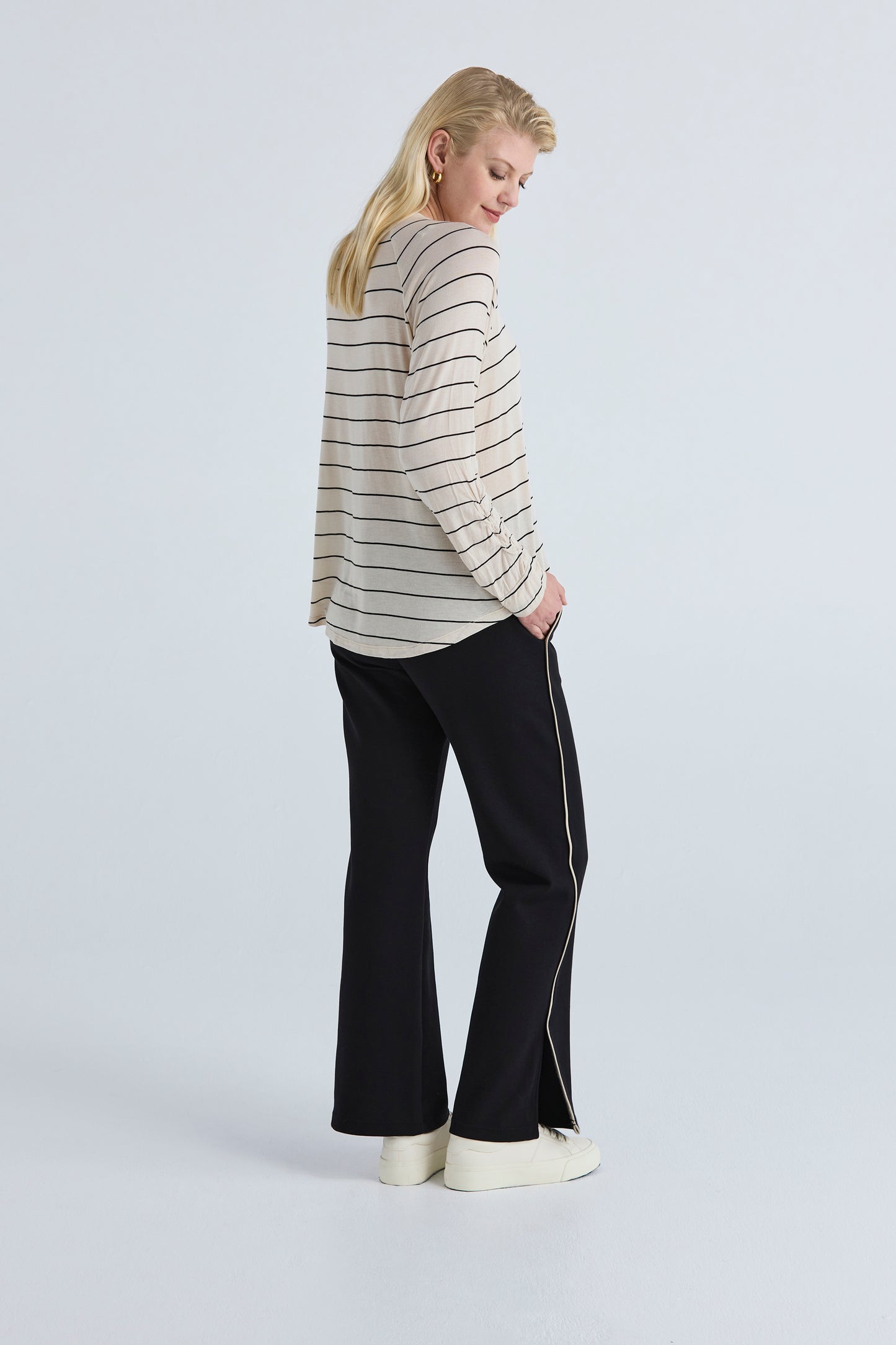Lania the Label Astro Top - Almond/Black Stripe