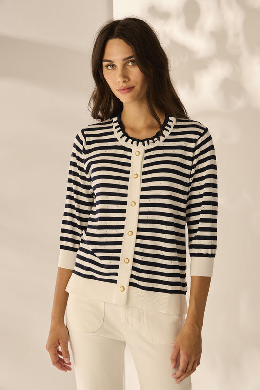 Lania The Label Sayer Cardi - Ink/Off White Stripe
