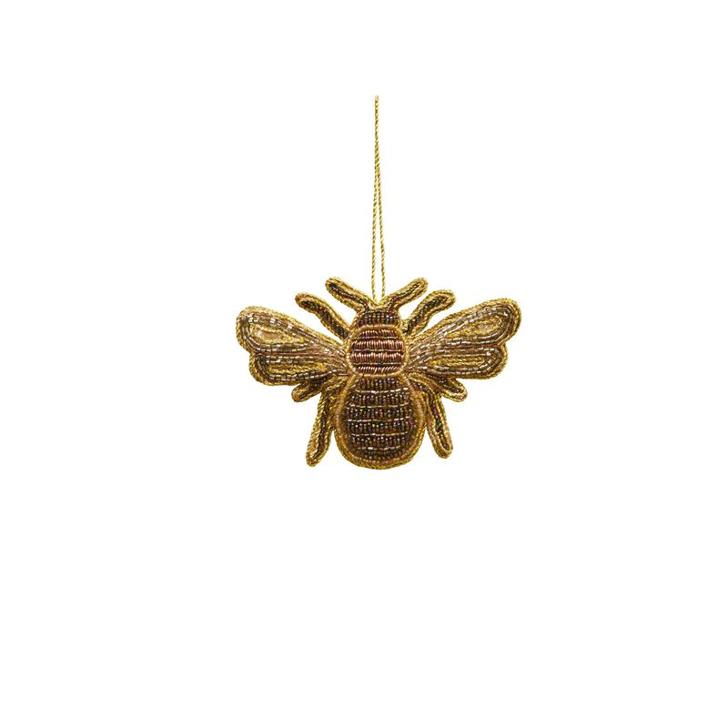 Maytime Majestic Beaded Hanging Queen Bee - Golds