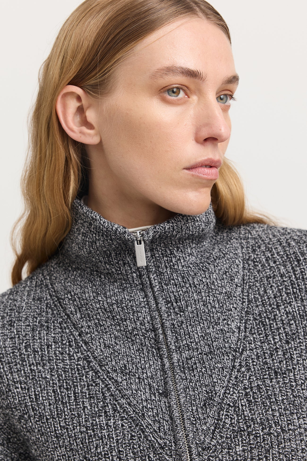 Toorallie Zip Through Rib Knit - Black & White