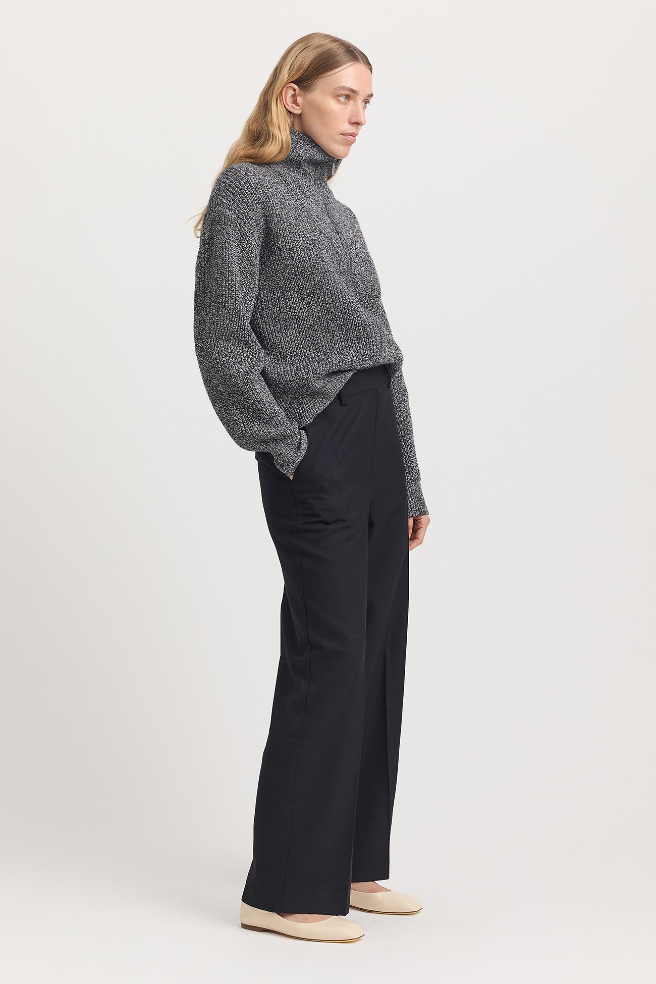 Toorallie Zip Through Rib Knit - Black & White