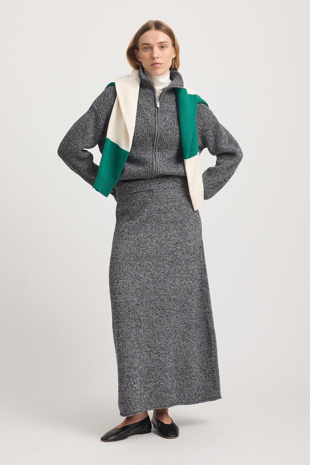 Toorallie Zip Through Rib Knit - Black & White