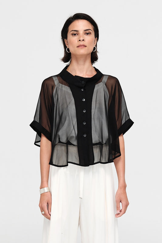 Talyor Sheer Accent Jacket - Black Sheer