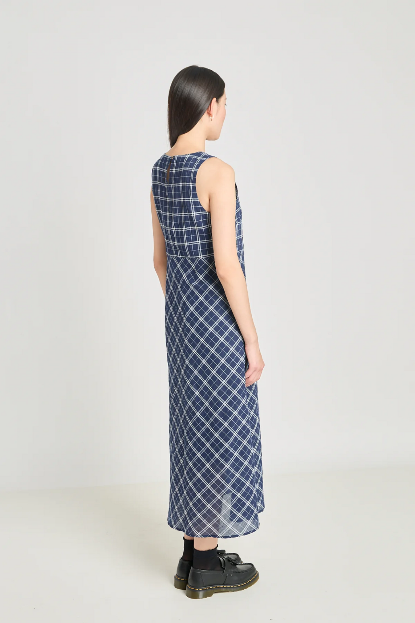 Twenty-Seven Names Practice Dress - Navy Crinkle Check