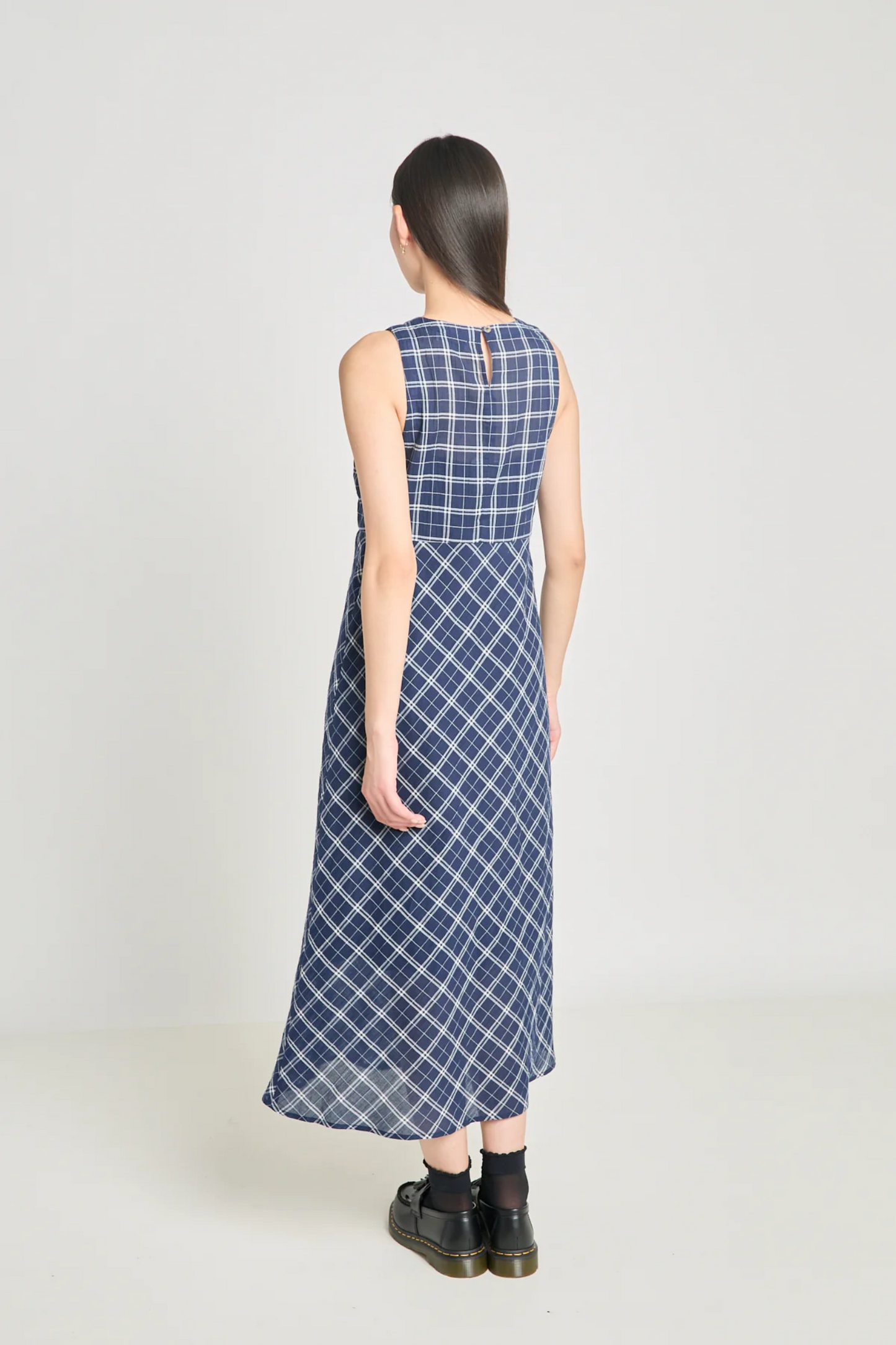 Twenty-Seven Names Practice Dress - Navy Crinkle Check