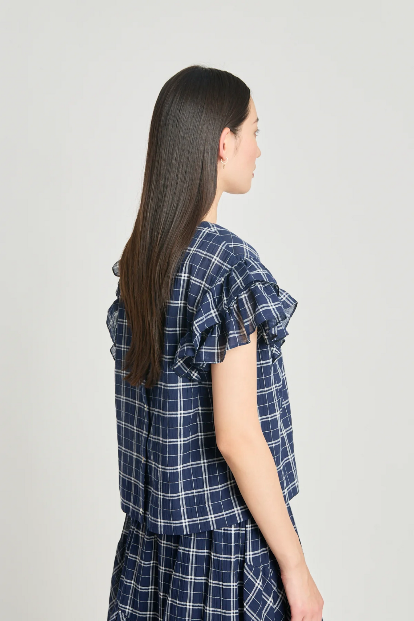 Twenty-Seven Names Analyse This Top - Navy Crinkle Check