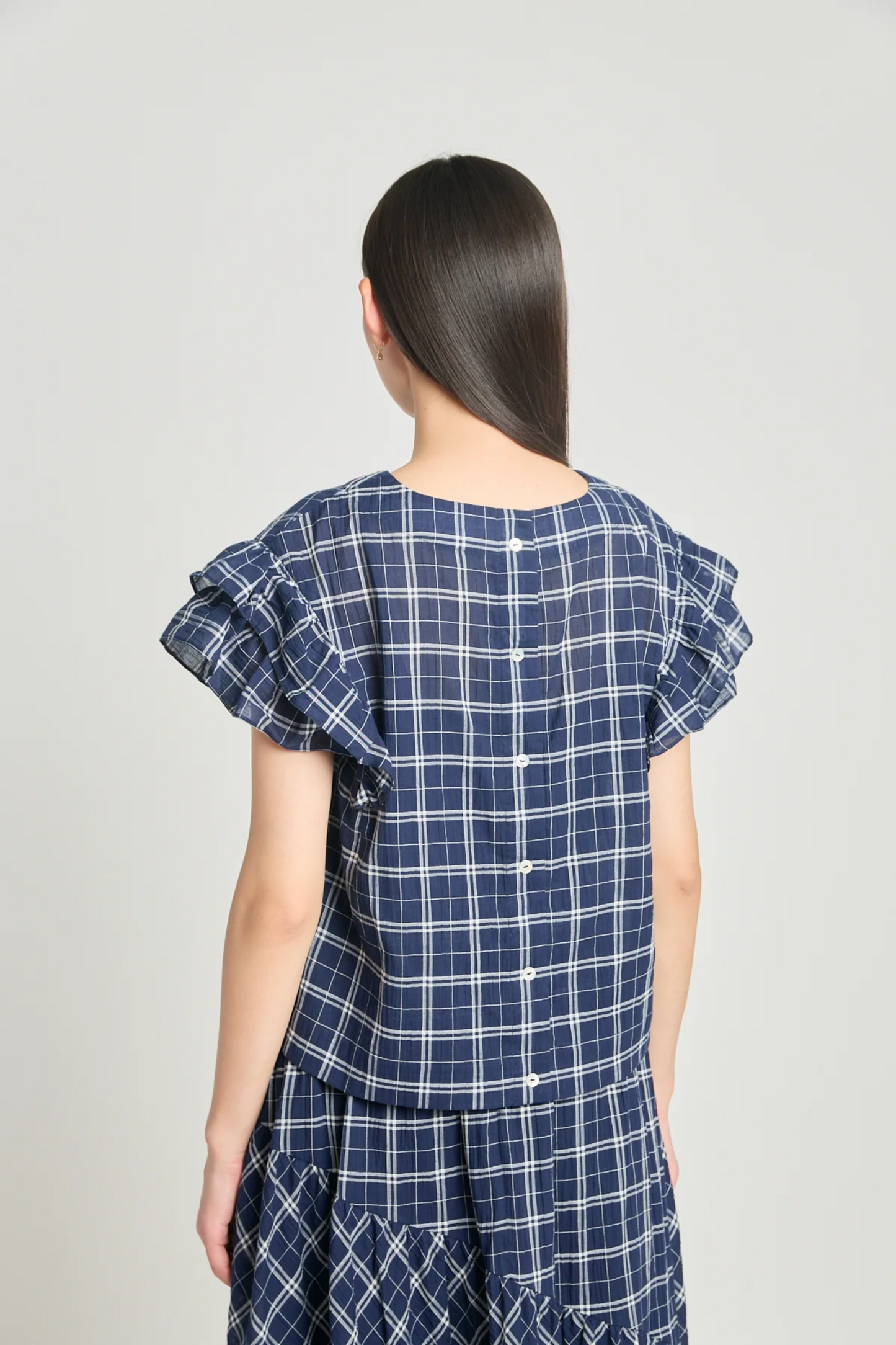 Twenty-Seven Names Analyse This Top - Navy Crinkle Check