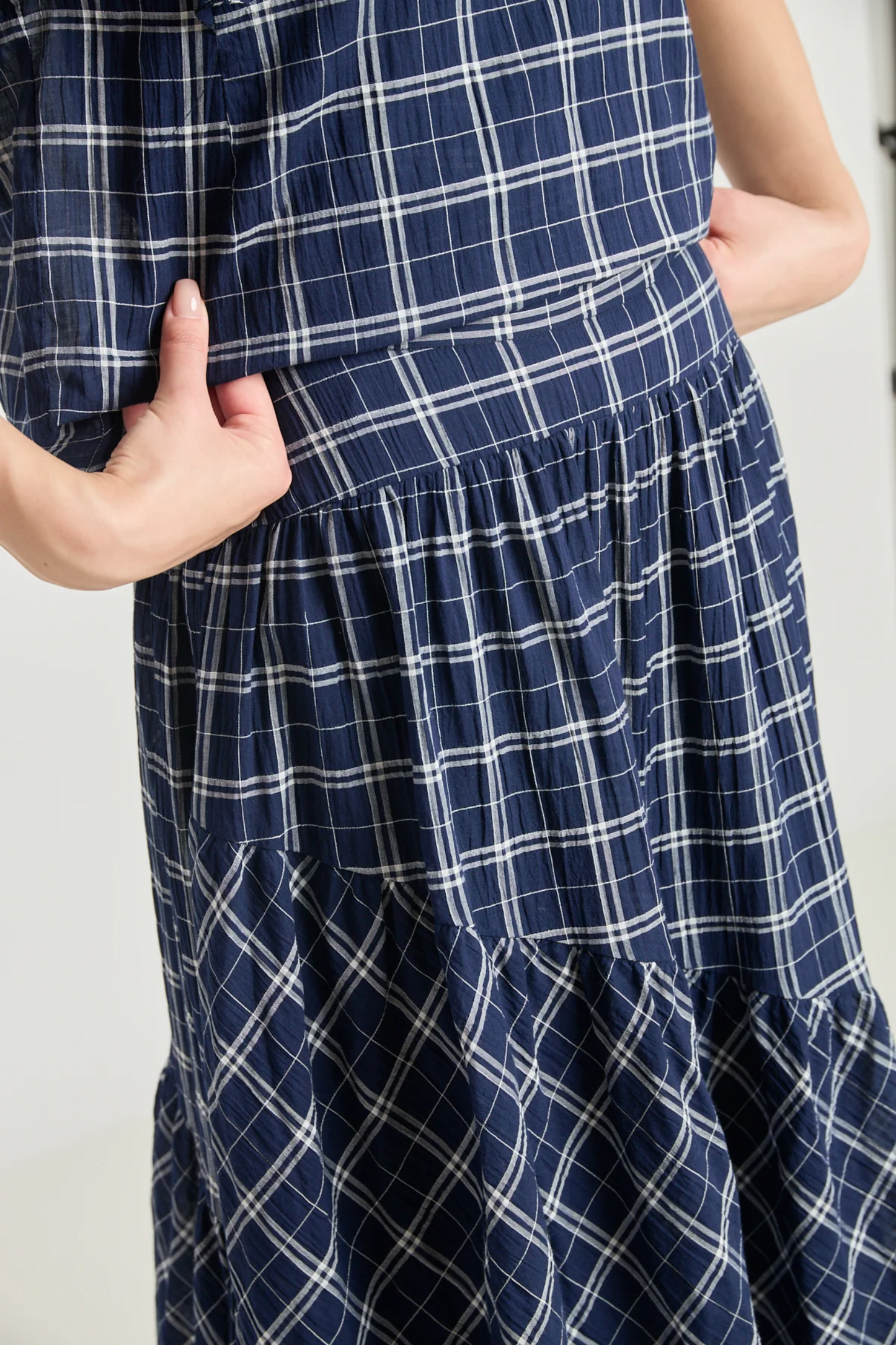 Twenty-Seven Names Art Therapy Skirt - Navy Crinkle Check