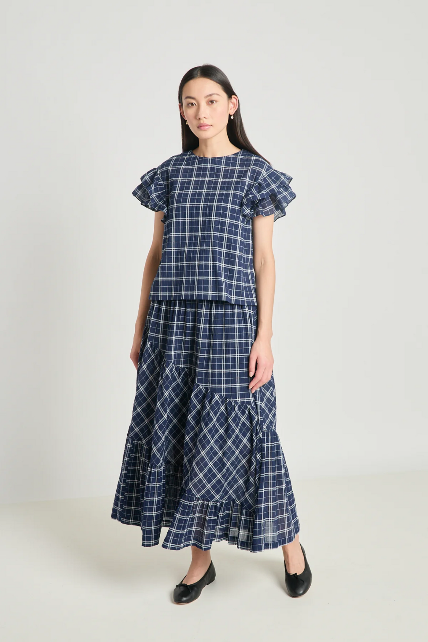 Twenty-Seven Names Art Therapy Skirt - Navy Crinkle Check