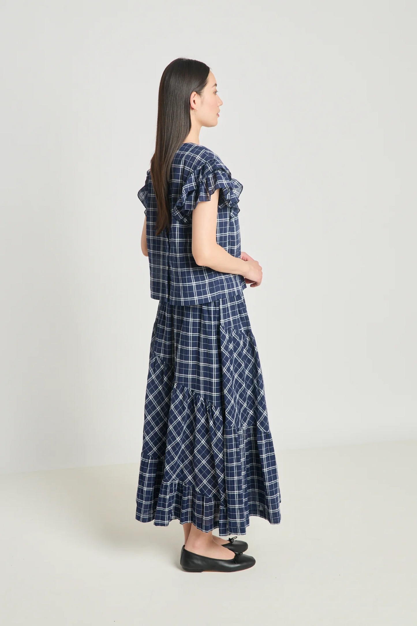 Twenty-Seven Names Art Therapy Skirt - Navy Crinkle Check