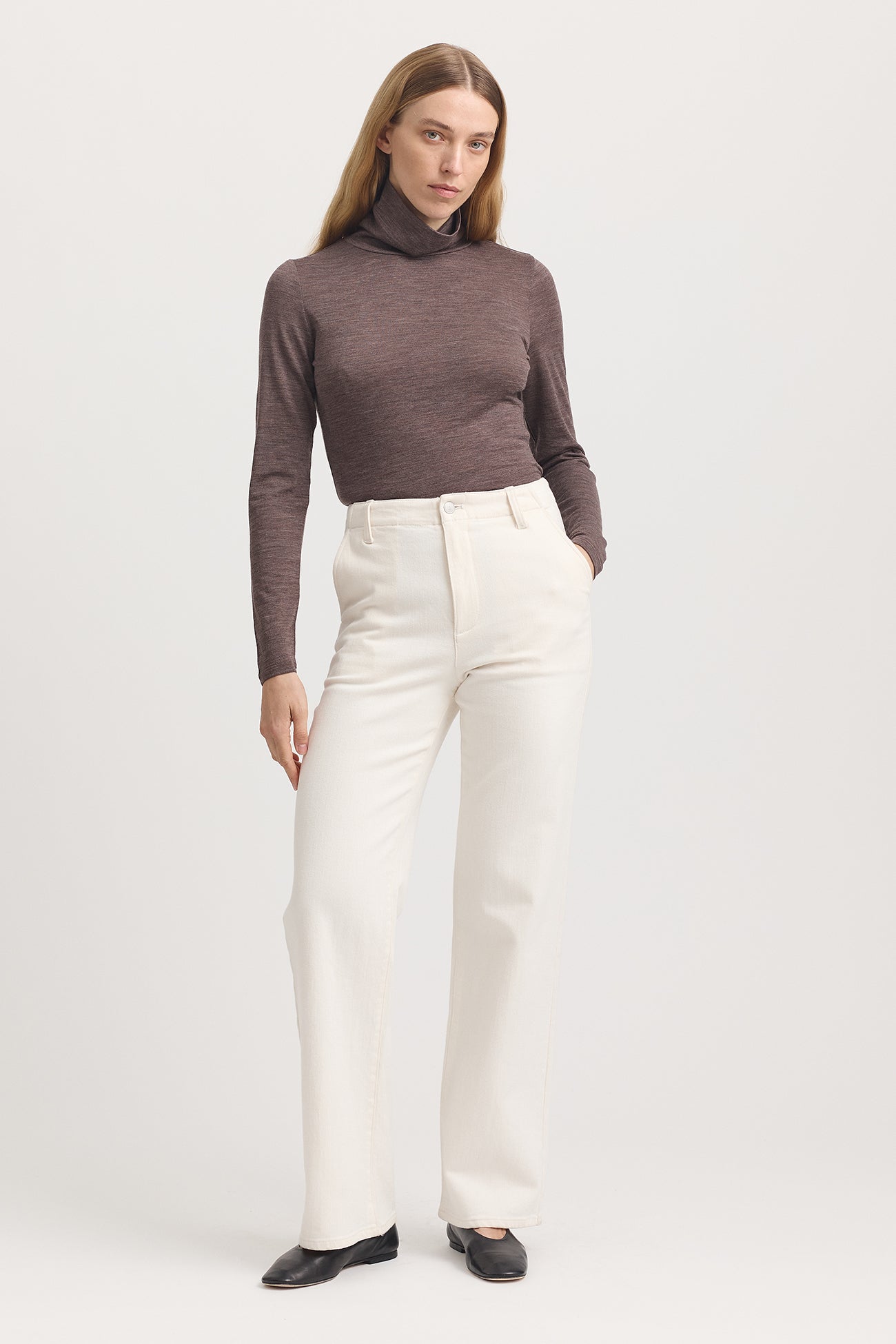 Toorallie Turtle Neck Merino Tee - Mocha