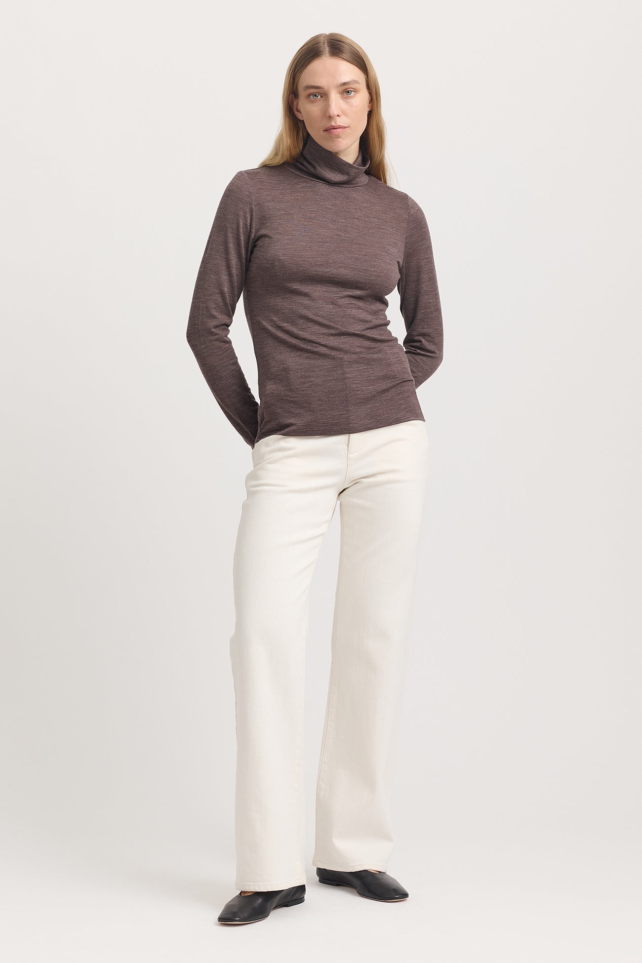 Toorallie Turtle Neck Merino Tee - Mocha