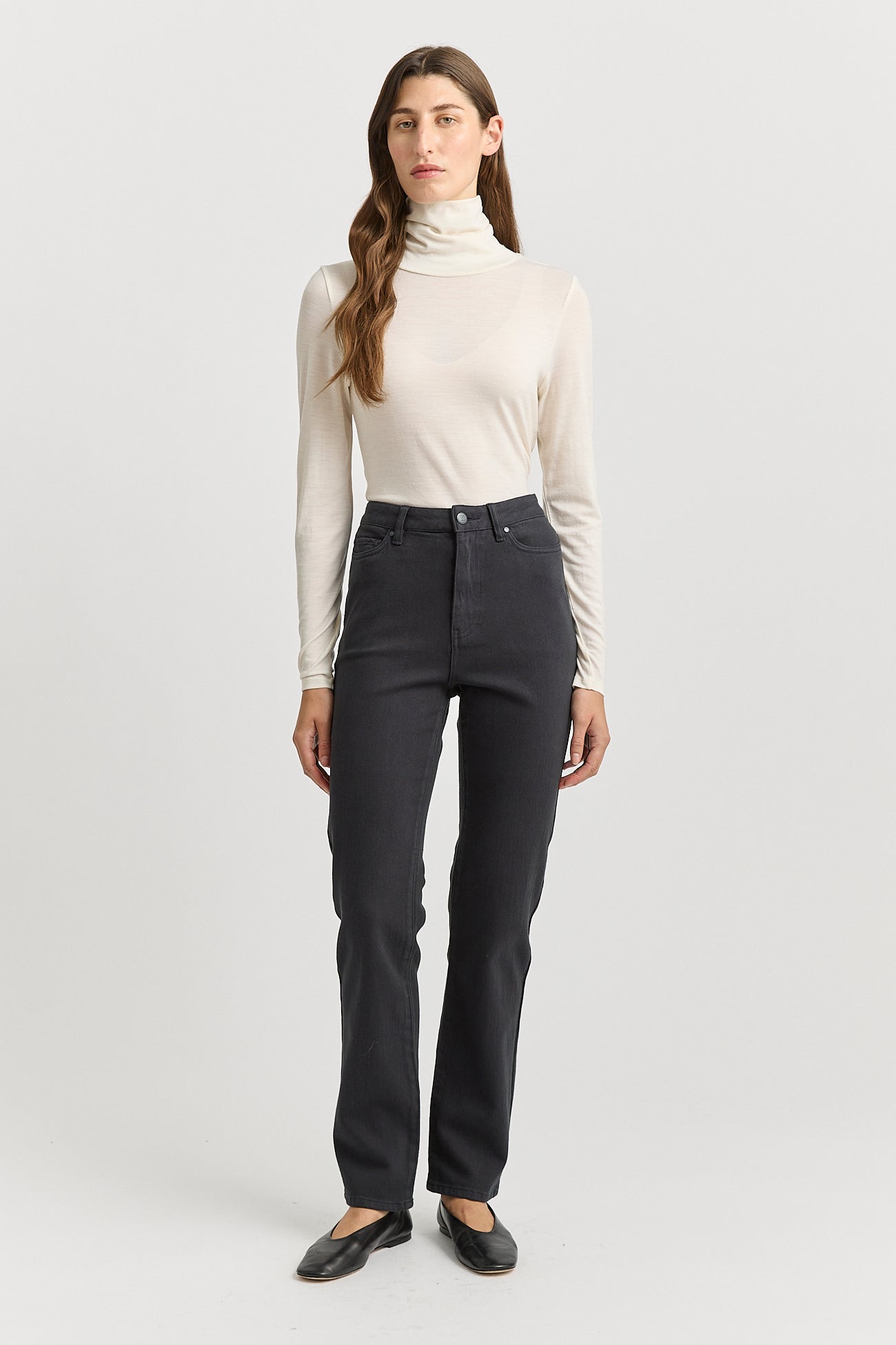 Toorallie Turtle Neck Merino Tee - Warm White