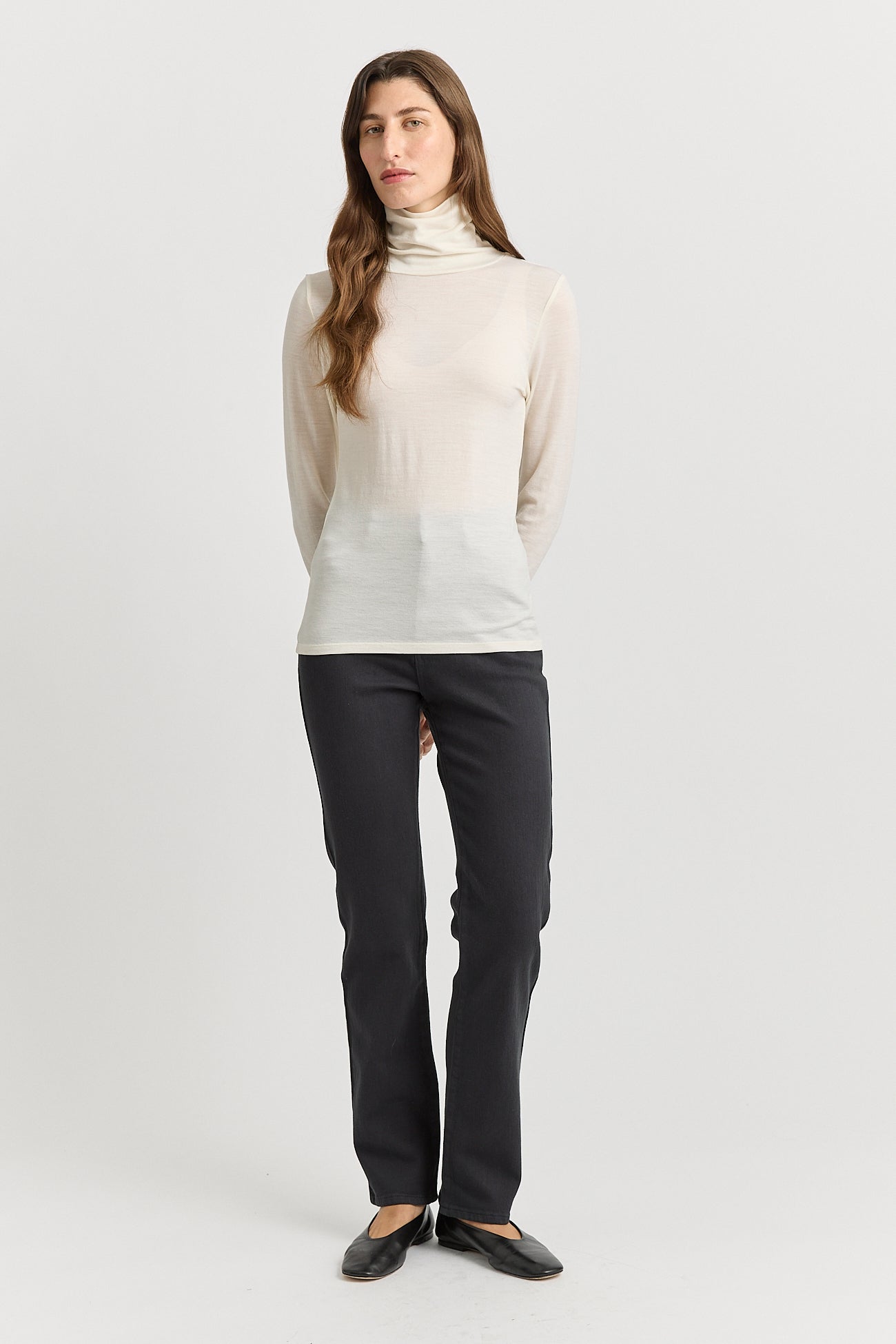 Toorallie Turtle Neck Merino Tee - Warm White