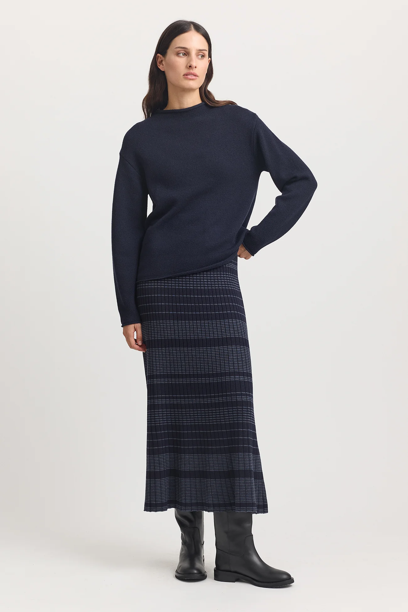 Toorallie Relaxed Mock Neck - French Navy