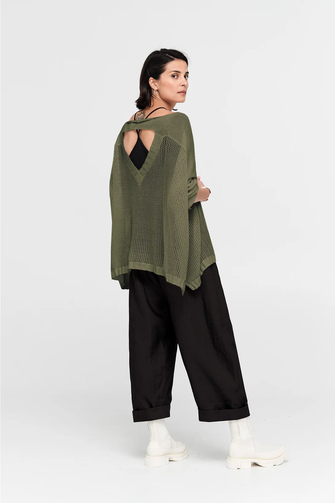 Taylor Mesh Deduct Sweater - Antique Green