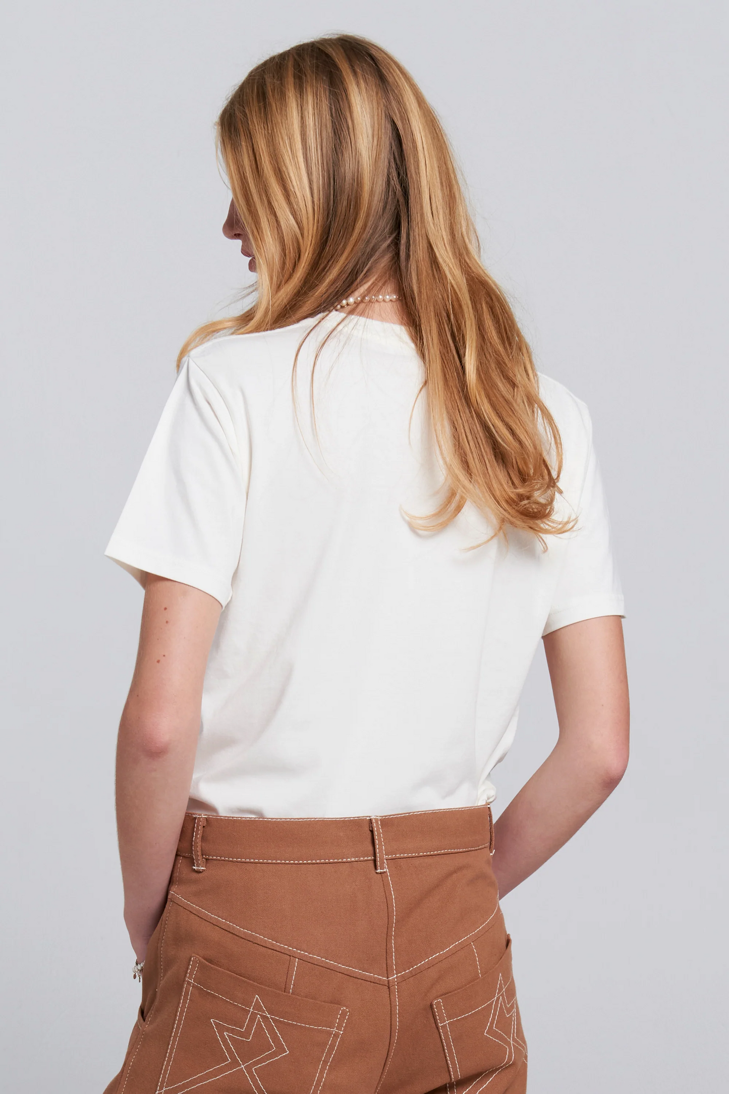 Karen Walker Runaway Carousel Organic Cotton T-Shirt - Tangerine/Ecru
