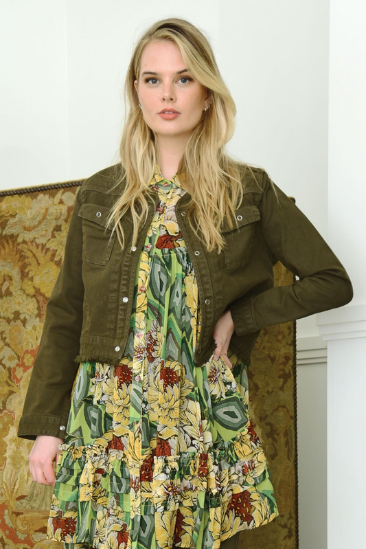 Curate One-Stop Crop Jacket - Olive