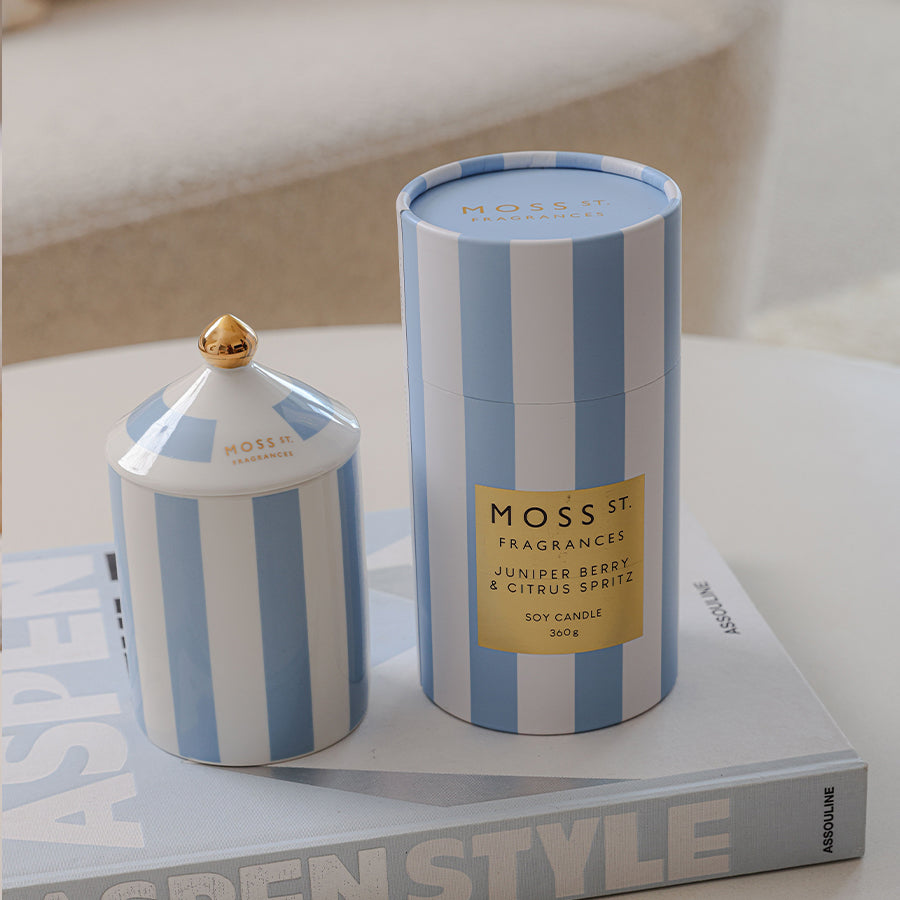 Moss St. Ceramic Large Candle 360g - Juniper Berry & Citrus Spritz