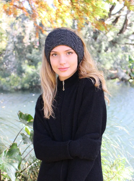 Lothlorian Cable Neck Gaiter/Headband - Charcoal