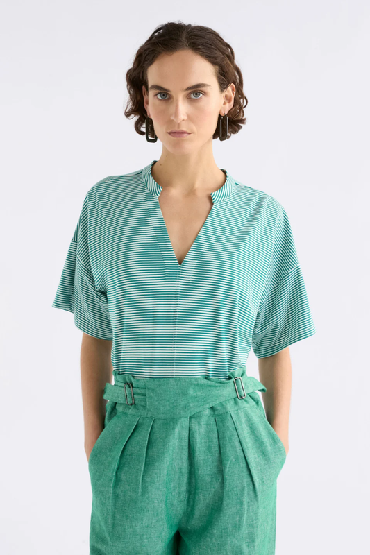 Elk Evve TShirt - Bright Teal/White