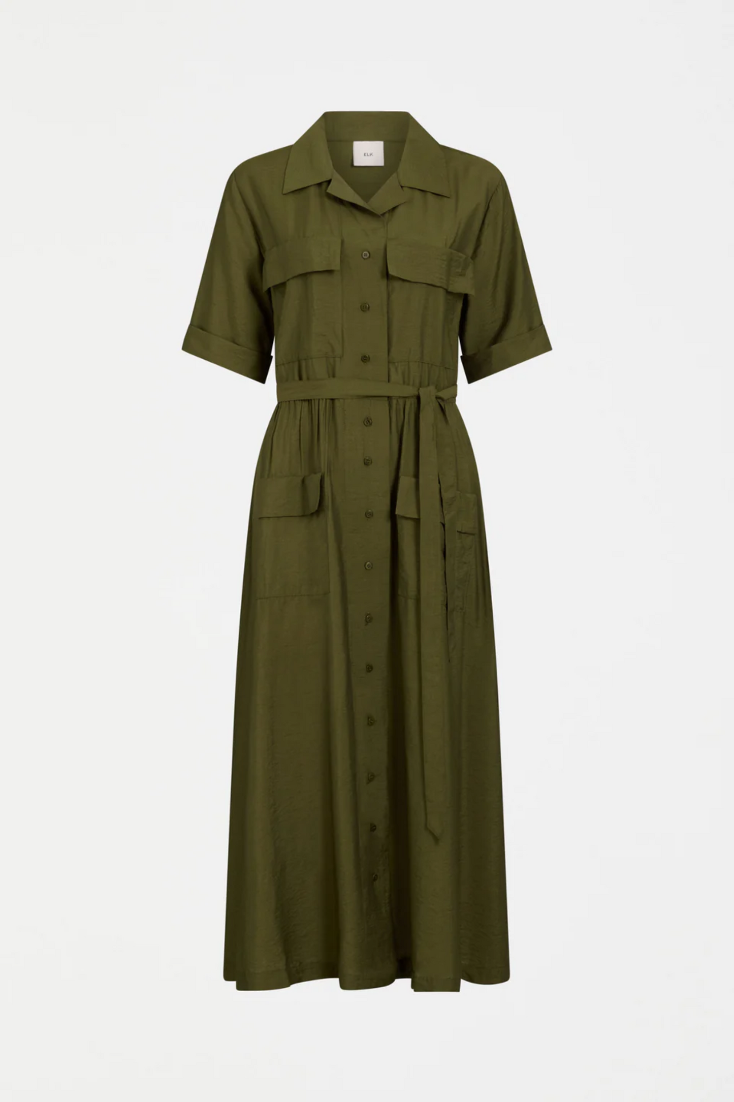 Elk Eine Shirt Dress - Bright Olive