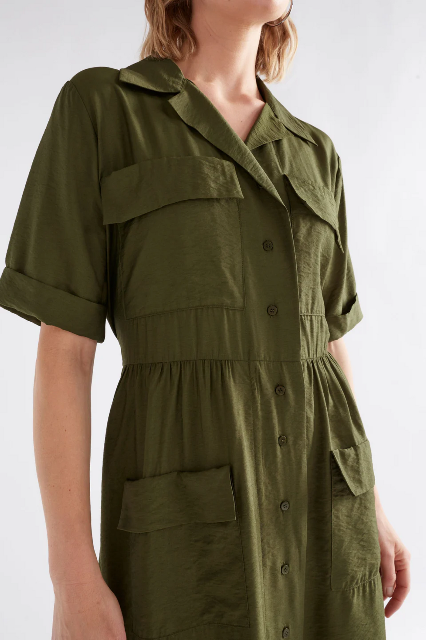 Elk Eine Shirt Dress - Bright Olive