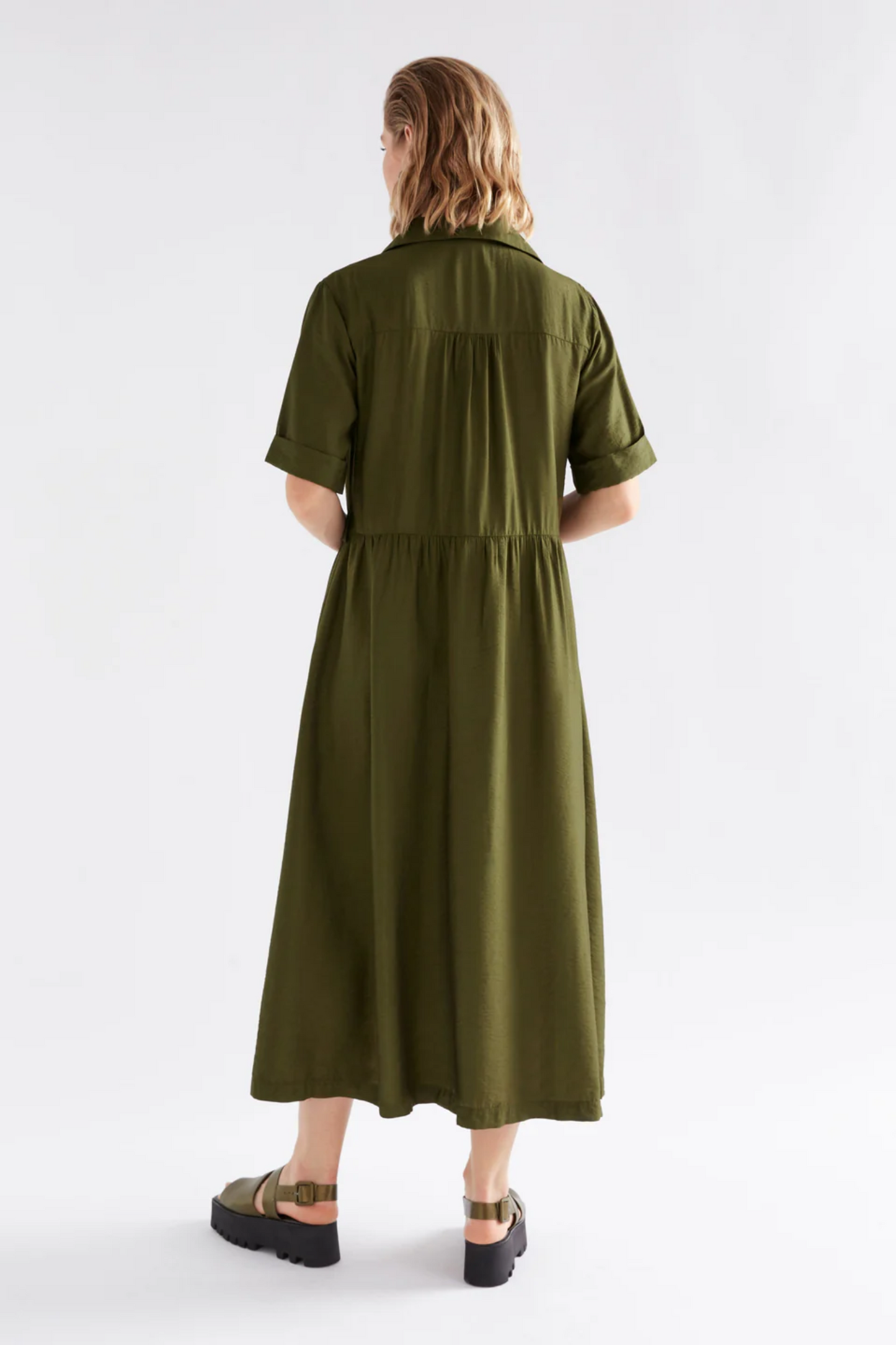 Elk Eine Shirt Dress - Bright Olive