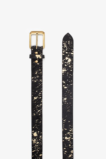 Antler NZ Hide Belt Wide - Black & Gold