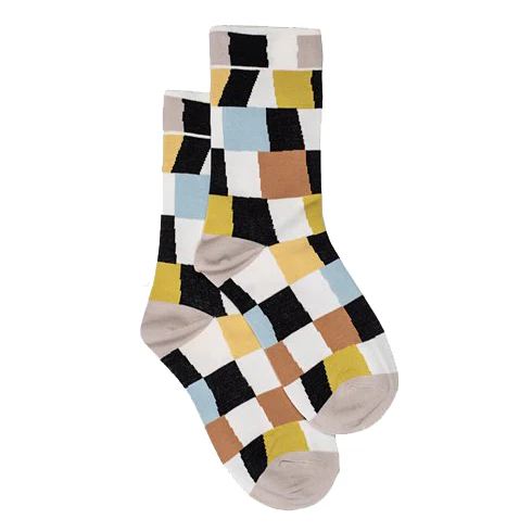 Antler Abstract Check Sock - Black