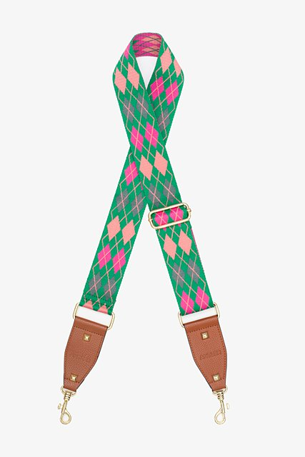 Antler Bag Strap - Argyle Green & Pink