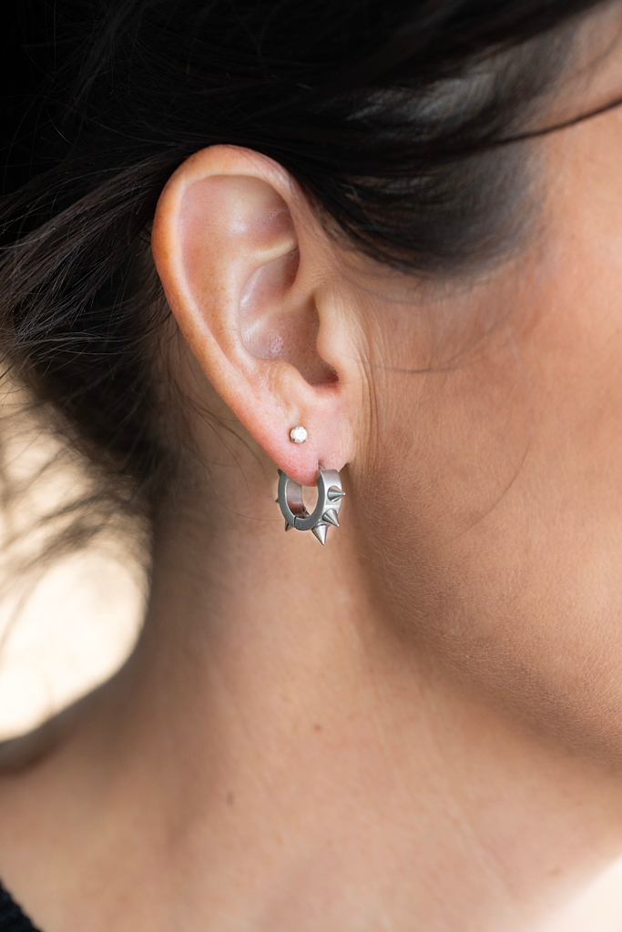 Antler Spiked Huggie Earring - Gold