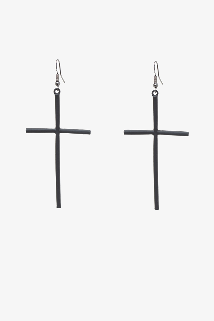 Antler Black Cross Earring