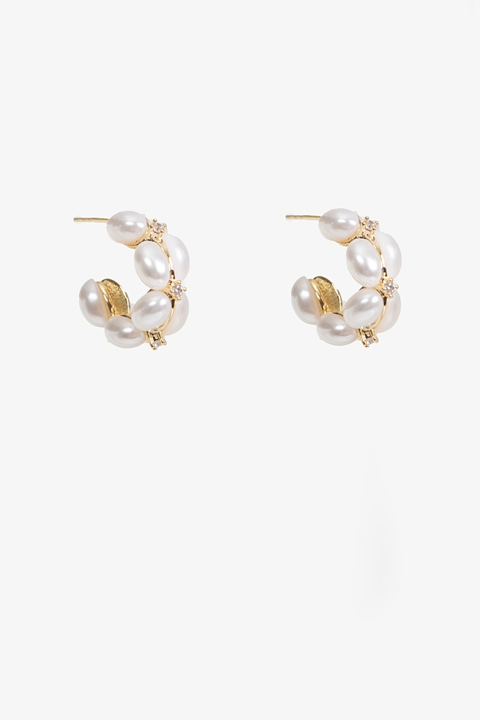 Antler Pearl Hoop - Gold